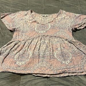 Lucky Brand Short Sleeve Paisley Top